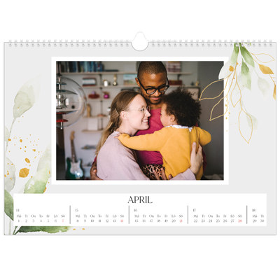 Fotokalender A3 Enkel — Blomster akvarell [April]