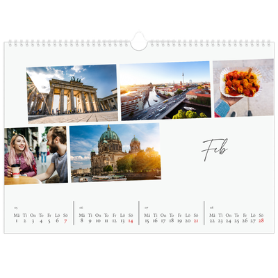 Fotokalender A3 Enkel — Stadssemester (vit) [Februari]