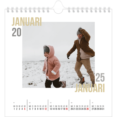 Årskalender kvadratisk — Dubblett text [Januari]