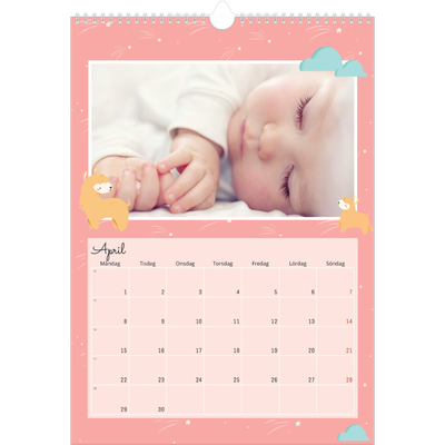 A3 Årskalender — Söta djur [April]