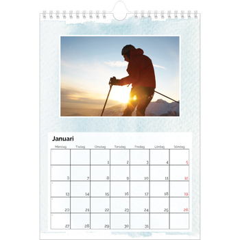 Fotokalender A4 Enkel — Akvareller i bakgrunden