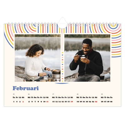 Fotokalender A4 Enkel — Retro ränder [Februari]