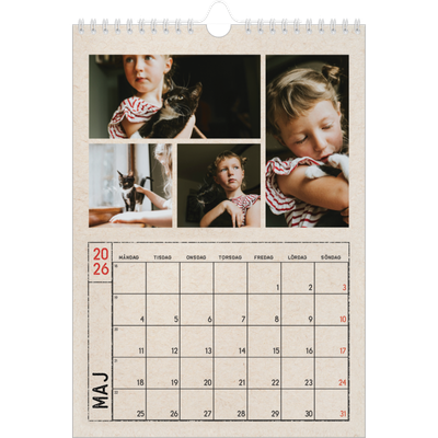 Fotokalender A4 Enkel (20 x 30 cm) — Kraftpapper med stämpeleffekt [omslag]