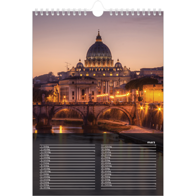 Fotokalender A4 Enkel (20 x 30 cm) — Transparent kalender [Mars]