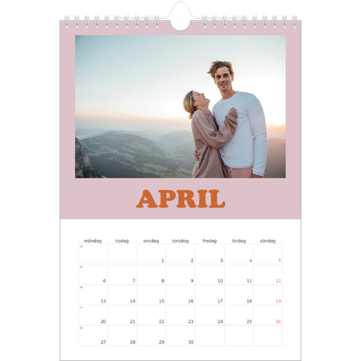 Fotokalender A4 Enkel (20 x 30 cm) — Retro ramar [April]