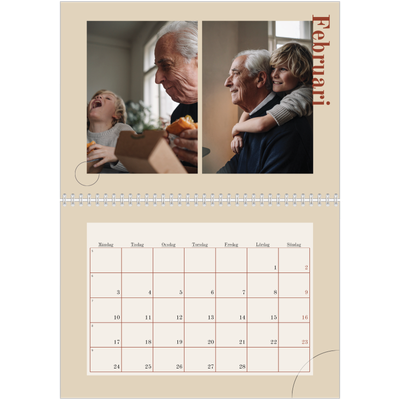 Fotokalender A3 Klassisk (30 x 40 cm) — Asymmetrisk text [Februari]