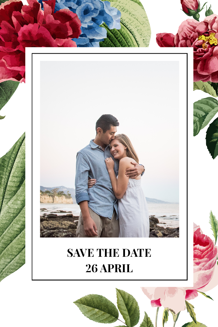 Save the date — Ljusa vintage blommor