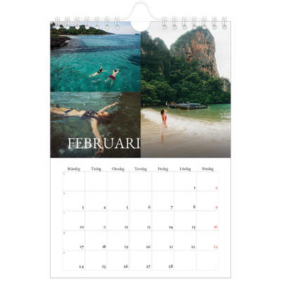 Fotokalender A5 Enkel — Enkel serif-teckensnitt [Februari]