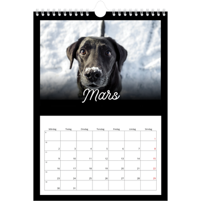 Fotokalender A4 Enkel (20 x 30 cm) — Svart [Mars]