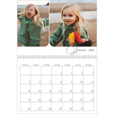 Fotokalender A3 Klassisk (30 x 40 cm) — Ögonblicksbilder och skrift [Januari]