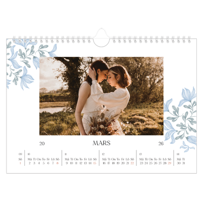 Fotokalender A4 Enkel — Elegant blommig [Mars]