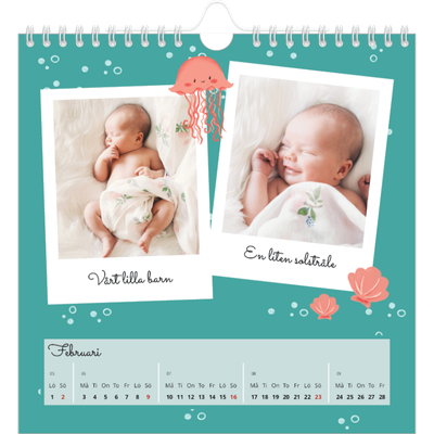 Årskalender kvadratisk — Söta djur [Februari]