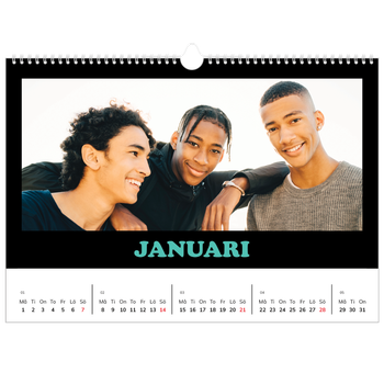 Fotokalender A3 Enkel — Rolig typografi
