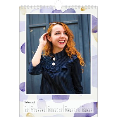 Fotokalender A4 Enkel (20 x 30 cm) — Akvarell former [Februari]