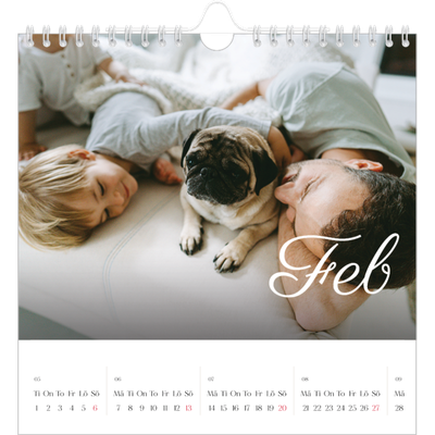 Årskalender kvadratisk — Handskrivna månader [Februari]