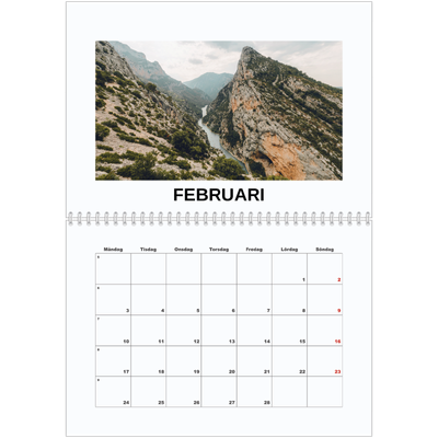 Fotokalender A3 Klassisk (30 x 40 cm) — Enkel bild [Februari]