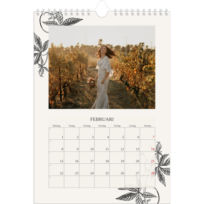Fotokalender A4 Enkel (20 x 30 cm) — Bläck & murgröna [Februari]
