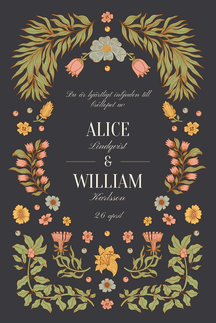 Inbjudningar — Vinranka och blom