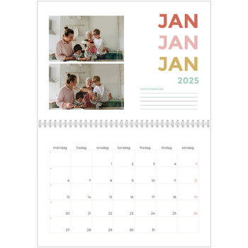 Fotokalender A3 Klassisk — Färgglada typsnitt