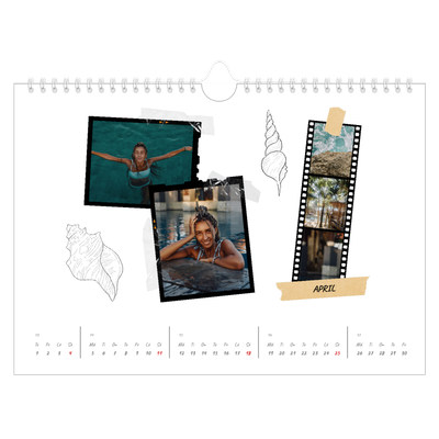 Fotokalender A4 Enkel — Scrapbook stil [April]