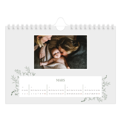 Fotokalender A5 Enkel — Handritade blommor [Mars]