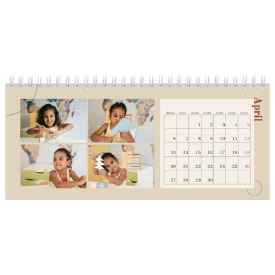 Skrivbordskalendrar — Asymmetrisk text [April]