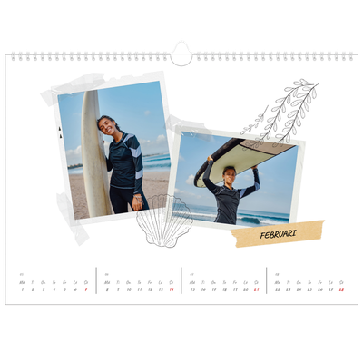 Fotokalender A3 Enkel — Scrapbook stil [Februari]