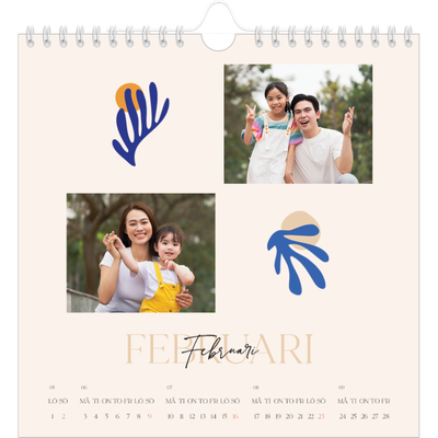 Årskalender kvadratisk — Minimalistisk korall [Februari]