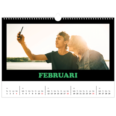 Fotokalender A3 Enkel — Rolig typografi [Februari]