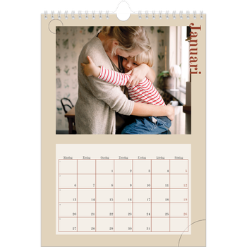Fotokalender A4 Enkel — Asymmetrisk text