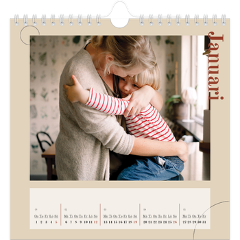 Fotokalender Kvadratisk — Asymmetrisk text