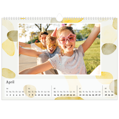 Fotokalender A3 Enkel — Akvarell former [April]