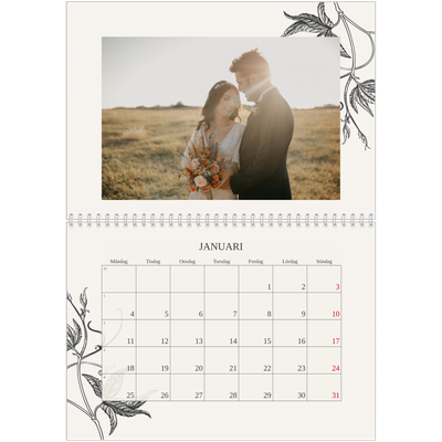 Fotokalender A3 Klassisk (30 x 40 cm) — Bläck & murgröna [Januari]