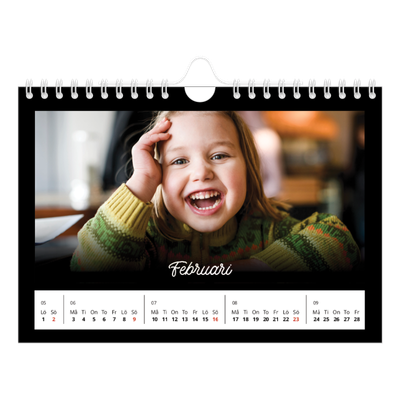 Fotokalender A5 Enkel — Svart [Februari]