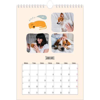 Fotokalender A4 Enkel (20 x 30 cm) — Hundtassar och klotter [Januari]