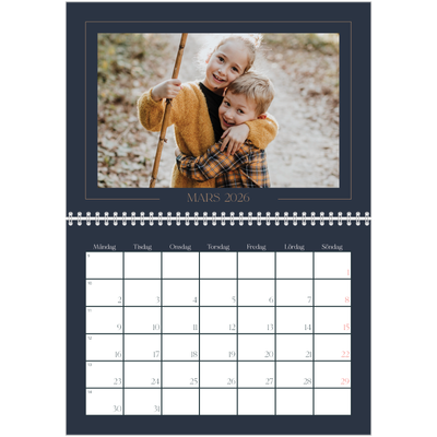 Fotokalender A3 Klassisk (30 x 40 cm) — Preussisk blå [Mars]