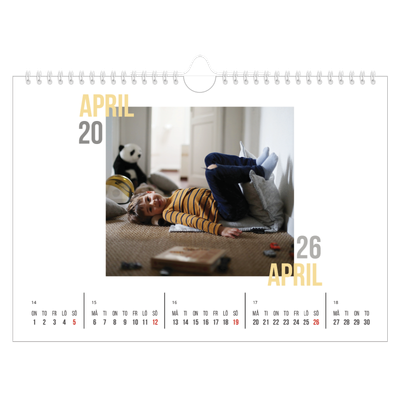 Fotokalender A4 Enkel — Dubblett text [April]