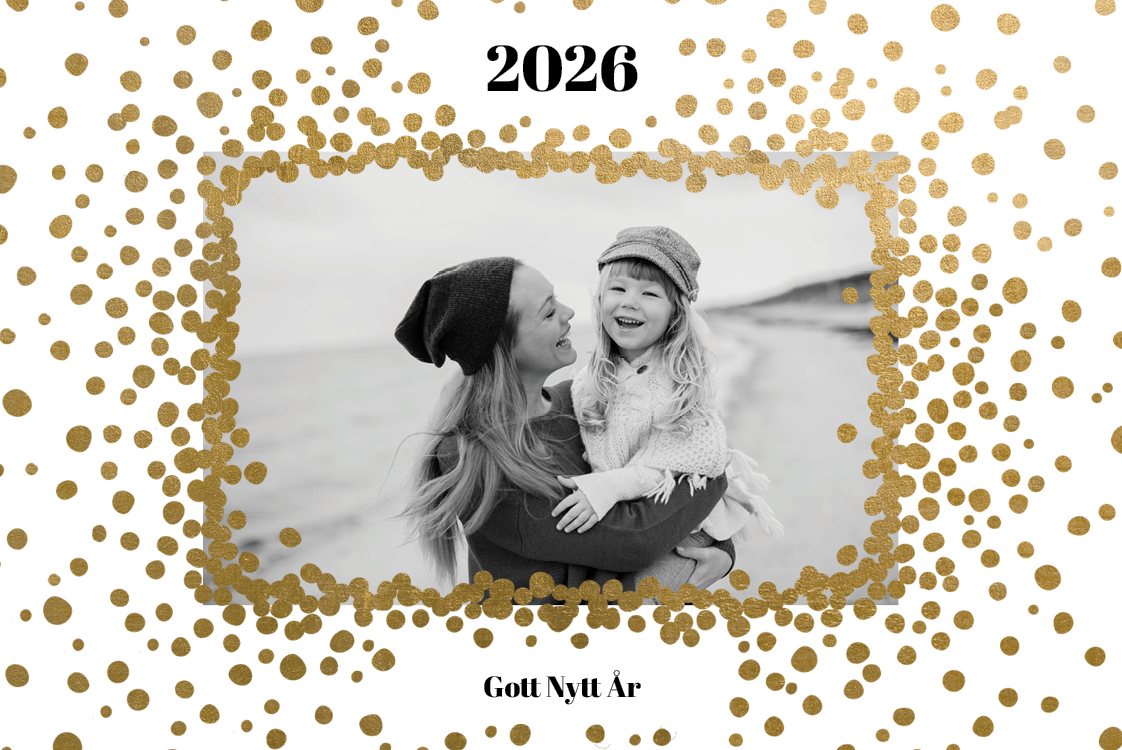 Fotokort — Guldkonfetti