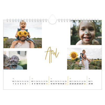 Fotokalender A4 Enkel — Guldstift [April]
