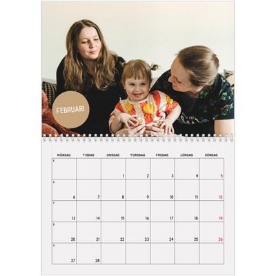 Fotokalender A3 Klassisk (30 x 40 cm) — Fotoklistermärke [Februari]