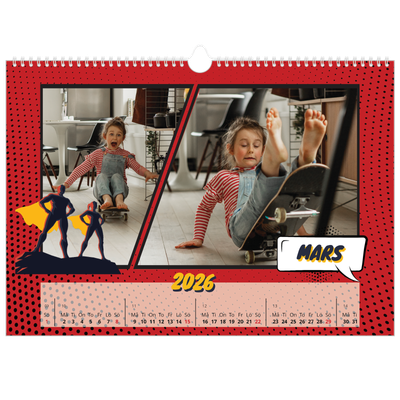 Fotokalender A3 Enkel — Serietidning [Mars]