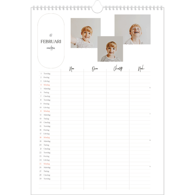 A3 Familjeplanerare — Planeraren - Familj på 4 [Februari]