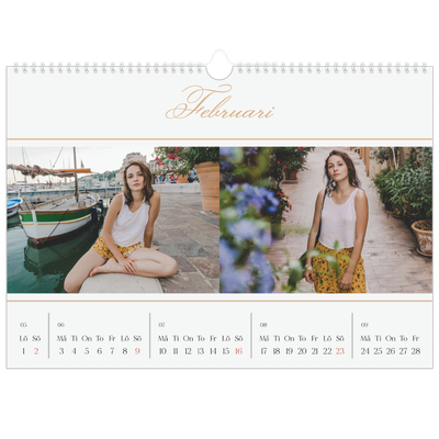Fotokalender A3 Enkel — Elegant guld [Februari]