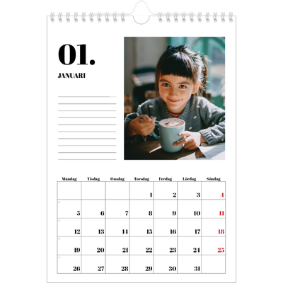 Fotokalender A4 Enkel (20 x 30 cm) — Serif och ögonblick [Januari]