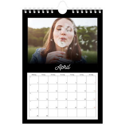 Fotokalender A5 Enkel — Svart [April]