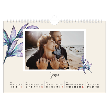 Fotokalender A4 Enkel — Målade blommor