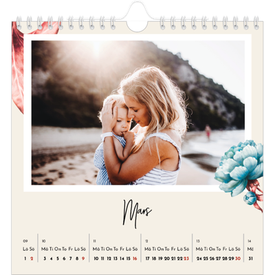 Årskalender kvadratisk — Målade blommor [Mars]