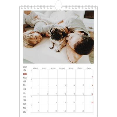 Fotokalender A4 Enkel (20 x 30 cm) — Röda höjdpunkter [Februari]