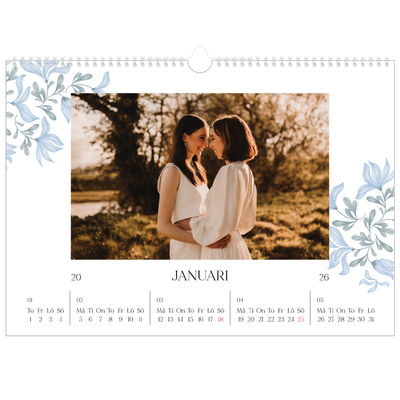 Fotokalender A3 Enkel — Elegant blommig [Januari]