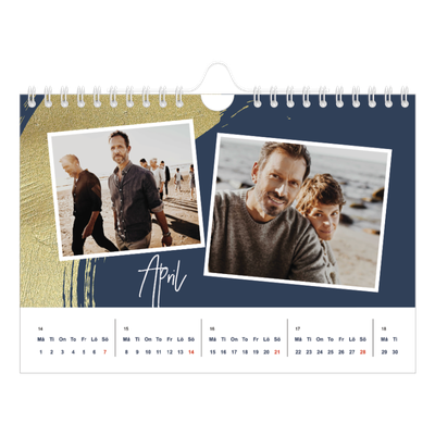 Fotokalender A5 Enkel — Gyllene penseldrag [April]